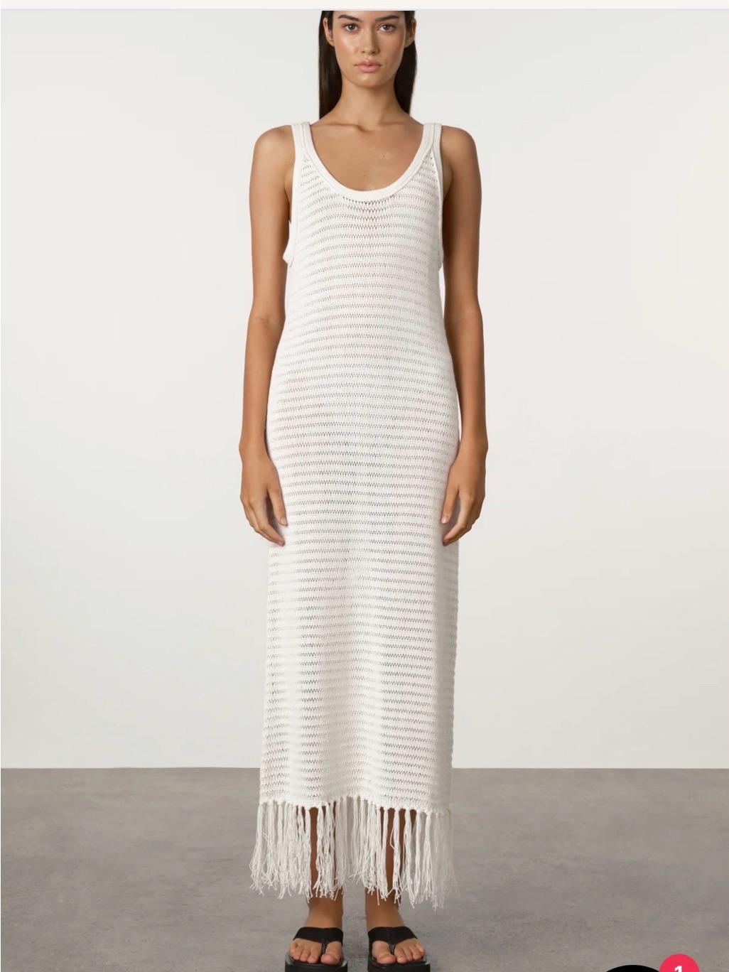 Zulu & Zephyr Cream Crochet Maxi Dress With Fringe